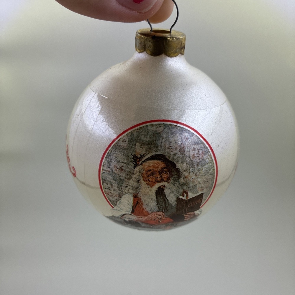VTG Norman Rockwell Curtis Publishing Christmas Ball Ornament Santa's Expenses‎
